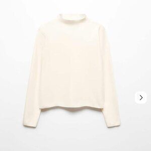 ✨ MANGO – Ivory Mock Neck Sweater | Size M